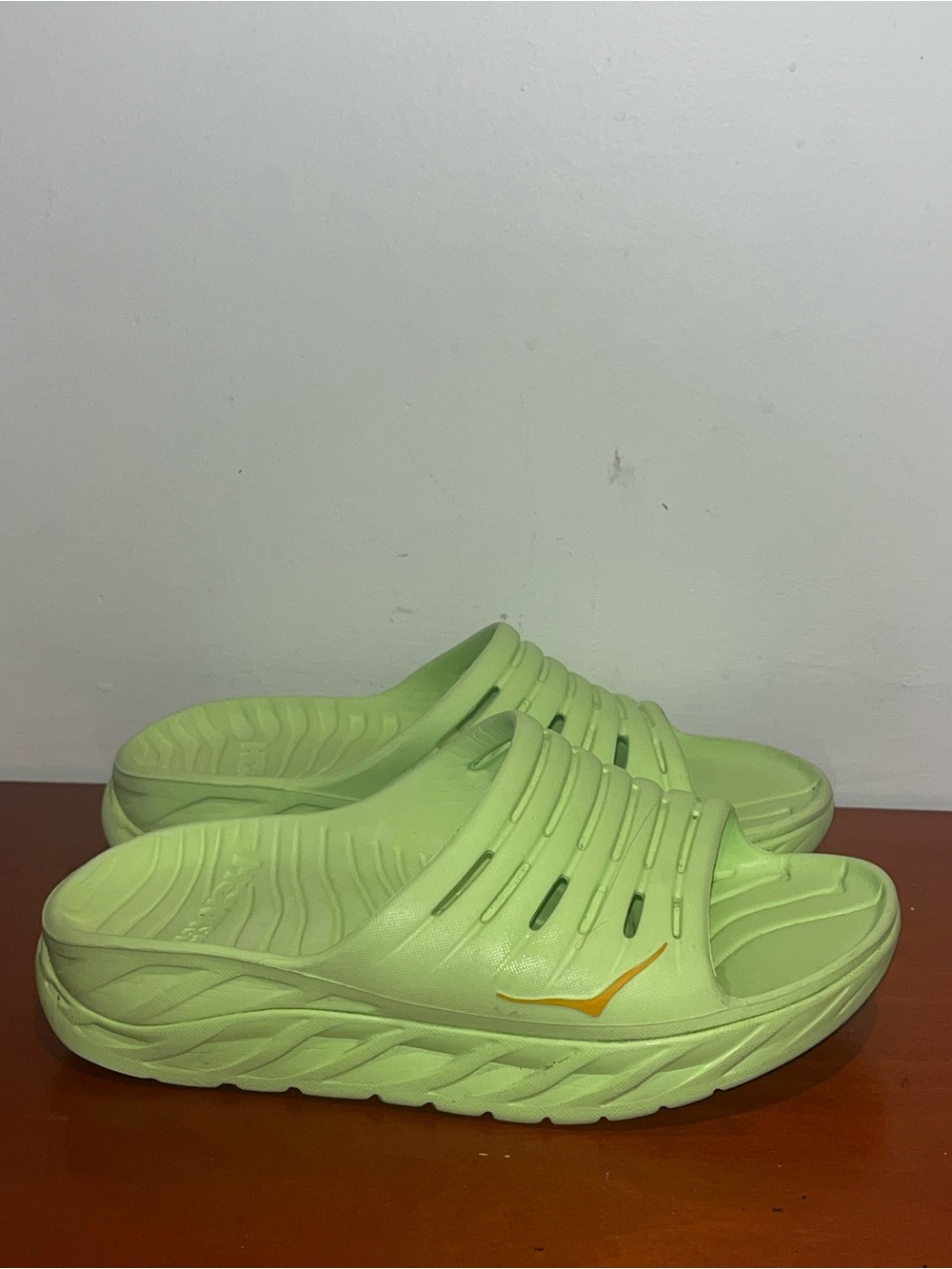 HOKA ONE ONE Recovery slides in Lime Green